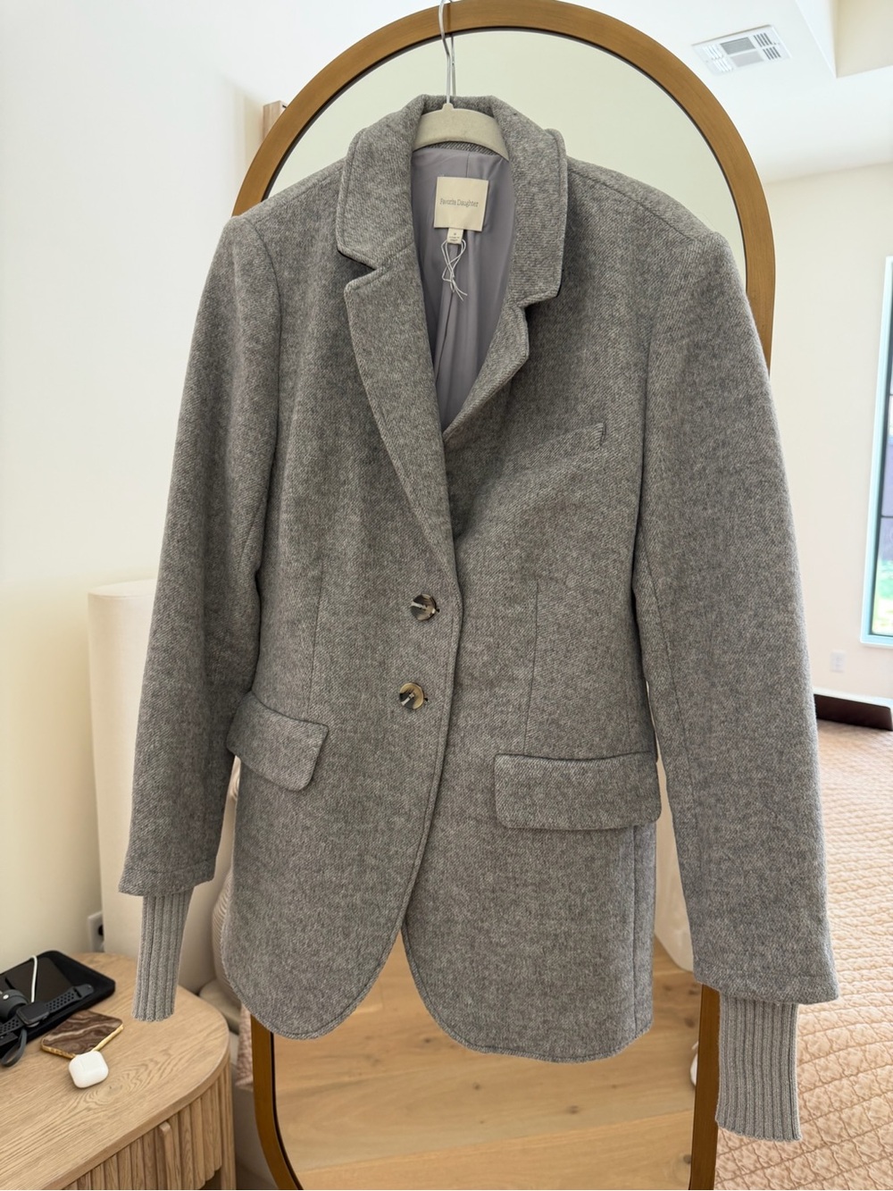 Favorite Daughter Gray Wool-Blend Tailored Blazer